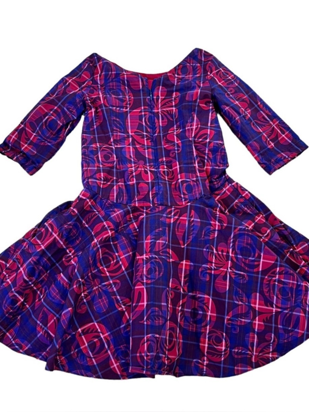 Tea Girl’s Culzean Castle Rose Tartan Plaid Red Blue Dress Size 3